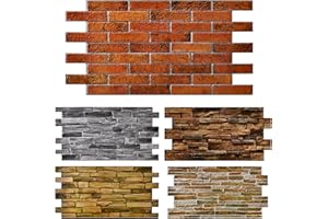 Finecraft Decor 10pcs (53sqft) 3D PVC Wall Panels, Faux Brick Panel, Brick Wall Panels for Interior Decor: Perfect for Kitchen Backsplash Bathrooms, Living Rooms, Offices