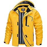 MAGCOMSEN Men's Lightweight Windbreaker Rain Jacket Raincoat with Detachable Hood for Hiking Fishing Activewear