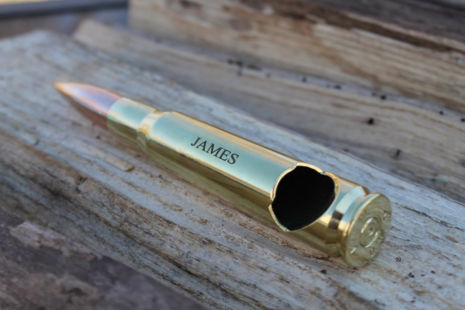 Personalized Laser Engraved 50 Caliber® Brass Military Bullet Bottle
