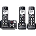 Panasonic DECT 6.0 Expandable Cordless Phone System with Answering Machine and Call Blocking - 3 Handsets - KX-TGE633M (Metal