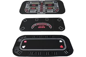 INO Design Foldable Poker Table Top 3 in 1 Portable Folding Casino Games Poker Blackjack Craps Tabletop Black Felt Carrying Bag