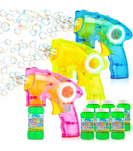 Pistola De Burbujas Automática Con Luces LED | Produce Más De 5000 Burbujas Por Minuto | Incluye Líquido Y Polvo | Perfecta Para Fiestas Al Aire Libre