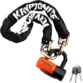 Kryptonite New York 1213 Cinch Ring Bike Chain Lock, 4.2 Feet Long Heavy Duty Anti-Theft Sold Secure Gold Bicycle Chain Lock and Keys for Ultimate Security E-Bike, Motorcycle, Scoote