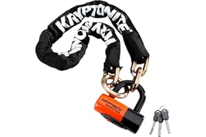 Kryptonite New York 1213 Cinch Ring Bike Chain Lock, 4.2 Feet Long Heavy Duty Anti-Theft Sold Secure Gold Bicycle Chain Lock and Keys for Ultimate Security E-Bike, Motorcycle, Scooter