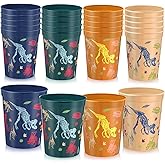 Nuanchu 24 Pack Dinosaur Party Plastic Cups 16 oz Birthday Supplies Dinosaur Tumbler Cup Reusable Plastic Cup for Kid Party Favor Decoration 4 Color