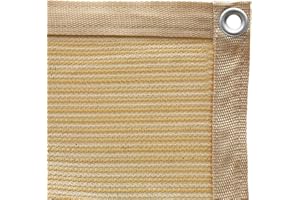 Shatex 90% Shade Fabric 10x 16ft Sun Shade Cloth with Grommets for Pergola Cover Canopy Wheat, 12 Bungee Balls