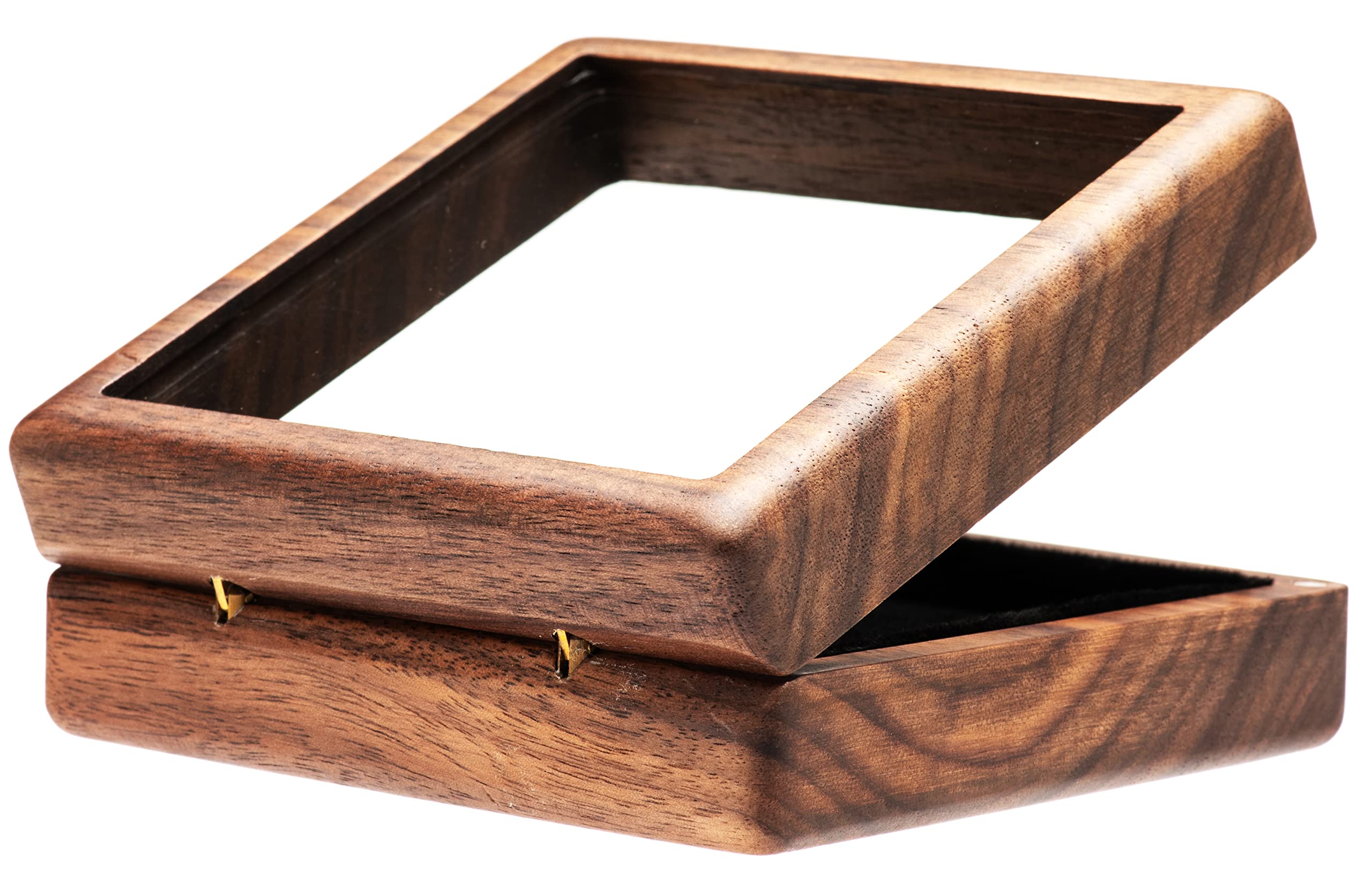 COSISO COSISO Walnut Wood Pocket Watch Box with Clear Acrylic Lid Portable Single Pocket Watch Display Storage Travel Case Organizer for Men Women (Contain Chain Clamp Slot)