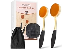 BABYSHEEP Sunscreen Brush Set - Sunblock Applicator for Kids, Adults, Child-Safe for Face and Body, Sun Lotion Applicator Sun Cream Brush with Cleaning Mat Travel Size (2 Pack) (Citrine)