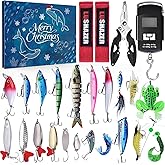 Pechfun Fishing Advent Calendar 2025, 24 Days Christmas Countdown Advent Calendar with Fishing Lures Set & Tools, Christmas Gifts for Adult Men Teen Boys Him Surprise