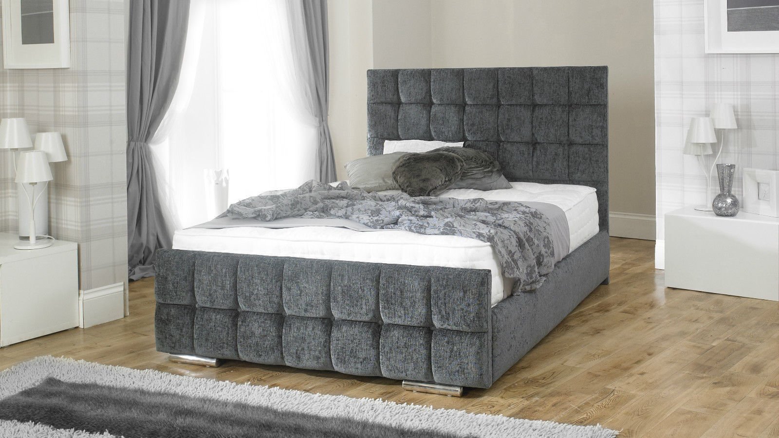 Buy Nevada Chenille Upholstered Storage Bed Frame with Contemporary