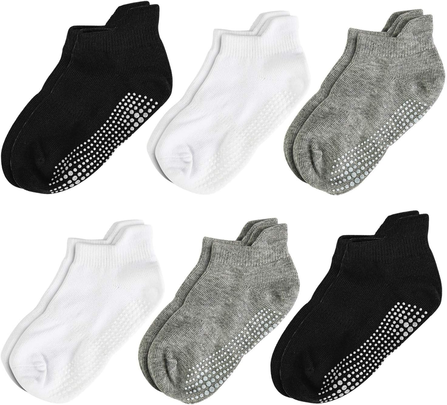 Aminson Grip Ankle Low Cut Athletic Socks - Kids Boys Girls Anti Non Skid Slip Slipper Crew Socks 6-12 Pack