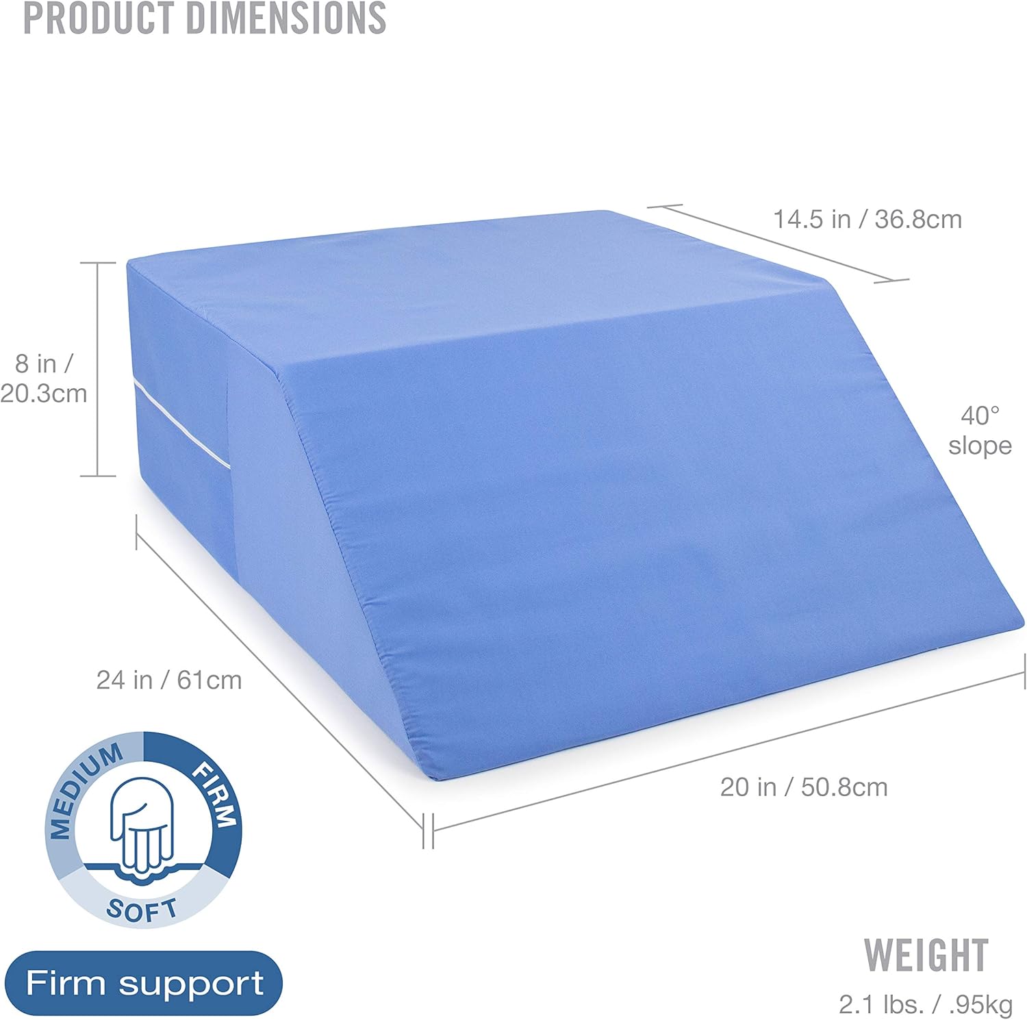 DMI Ortho Bed Wedge Elevated Leg Pillow, Supportive Foam Wedge Pillow for Elevating Legs, Improved Circulation, Reducing Back Pain and More, Blue: Health & Personal Care