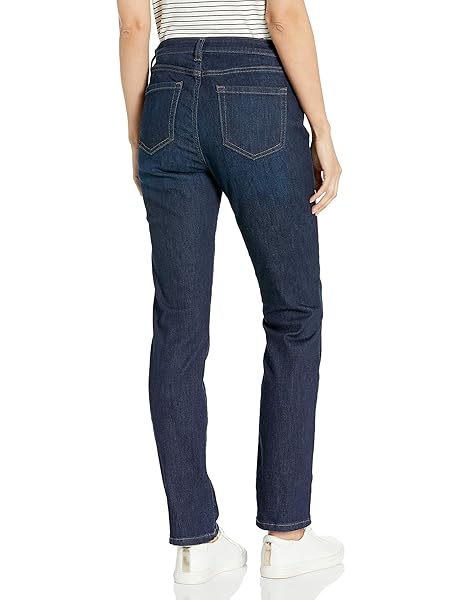 AMAZON ESSENTIALS WOMEN’S JEANS, MID RISE STRAIGHT LEG STYLE, DARK WASH, SLIM FIT