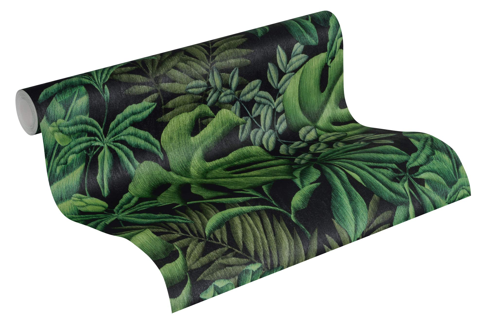 Palm Wallpaper Greenery A.S. Création Non-Woven Wallpaper 10.05 m x 0.53 m Green Black Made in Germany 370331 37033-1