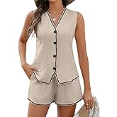 BMJL Womens Linen Two Piece Sets Summer Vacation Outfits Button Down Resort Wear 2025 Shorts Matching Sets