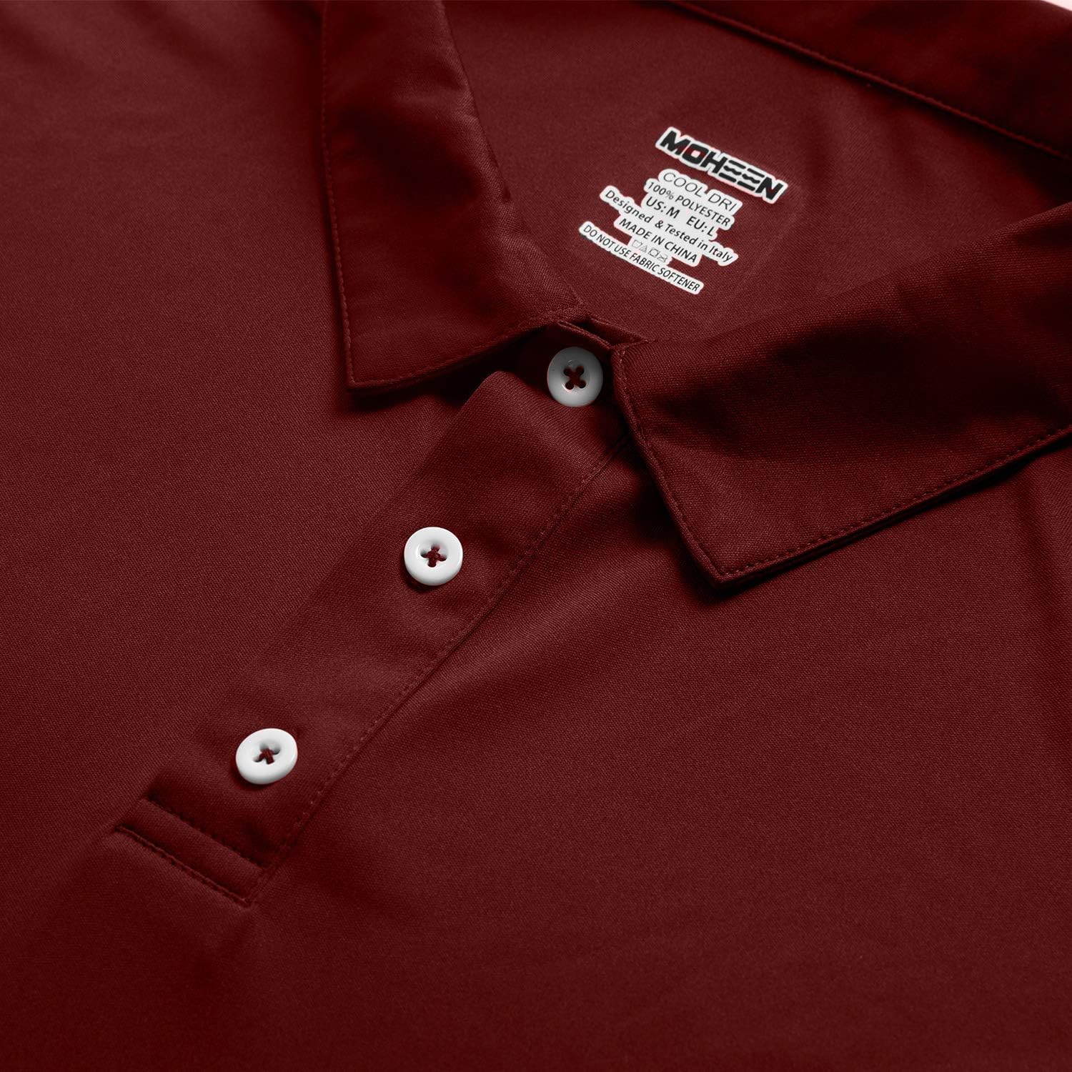 MOHEEN Men's Short Sleeve Polo Shirt Moisture Wicking Performance Color Block Classic Cut Athletic Casual Golf Shirts: Clothing