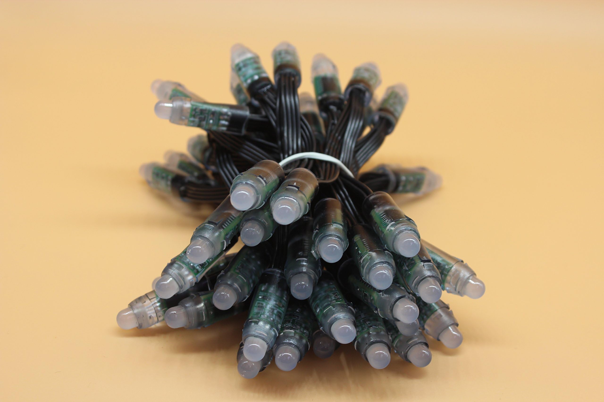 MOVINGTECH WS2801 12V Pixel String 50LEDS /Bundle Round Shape IP68 Black Wire Programmable