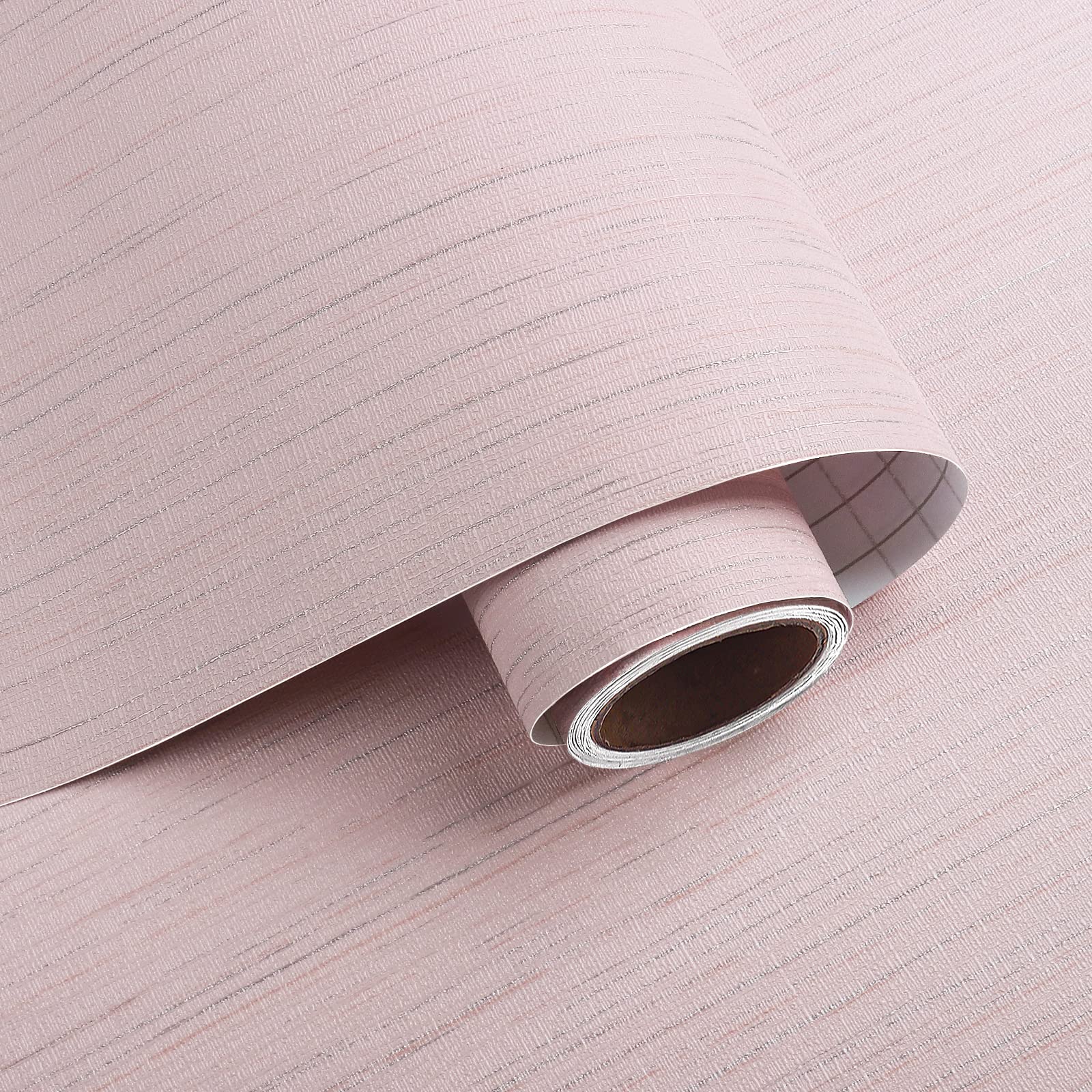 VaryPaper Peel and Stick Pink Faux Grasscloth Wallpaper 40cmx200cm Textured Fabric Contact Paper Lining Paper for Wall Sticky Back Plastic Pink Wallpaper for Living Room Bedroom Furniture Wrap