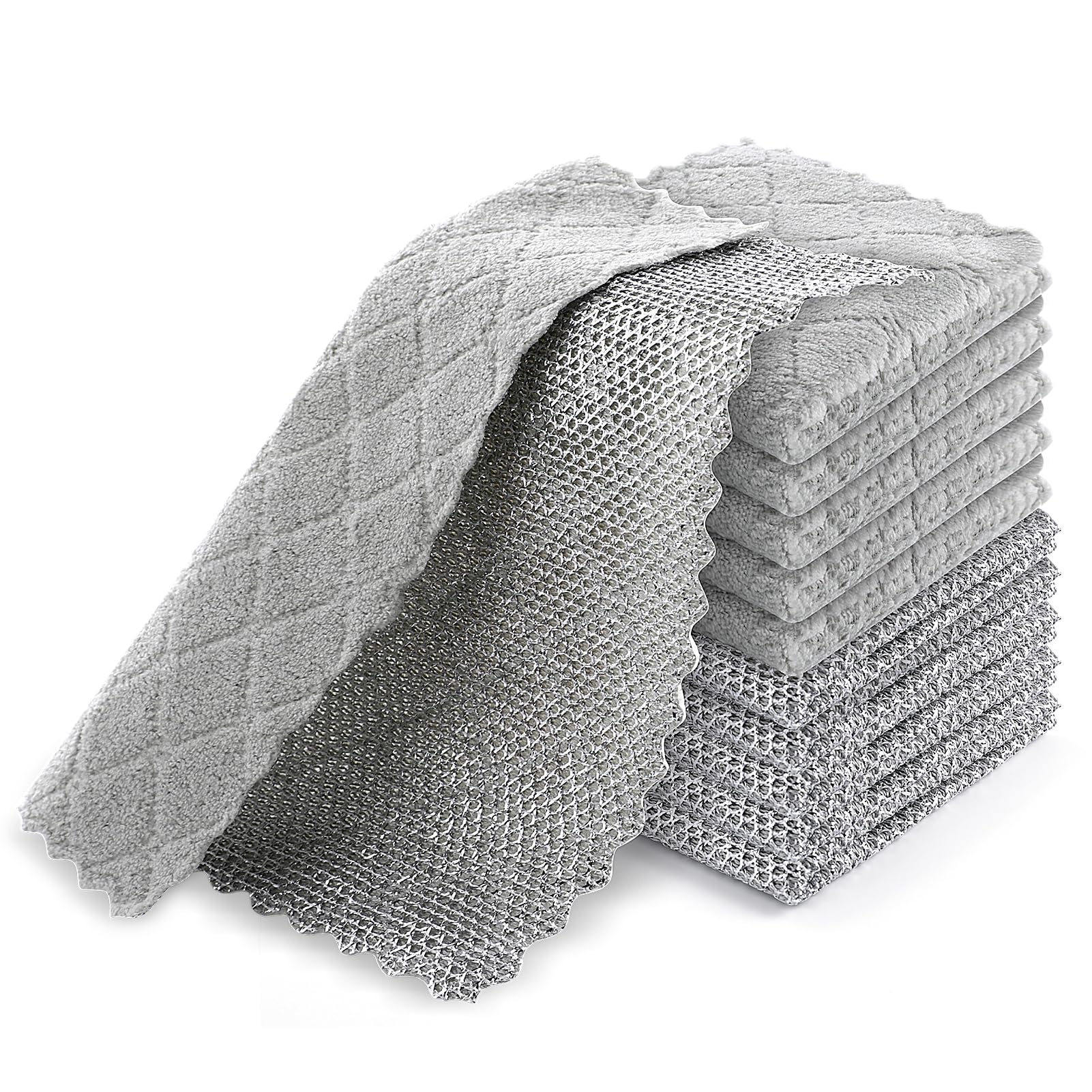 Photo 1 of 10 Pcs Multipurpose Wire Dishwashing Rags for Wet and Dry - Non Scratch Wire Dishcloth - Wire Miracle Cleaning Cloths New Upgrade Scrubs and Cleans Cookware, Dishes, Sinks Countertops, Stove Tops