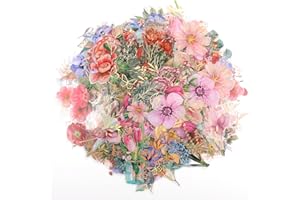 Dizdkizd Gilding Flower Stickers (240 Pieces) - Glitter Watercolor Transparent Stickers for Card Making Scrapbooking Envelopes Wrapped Gifts Arts and Crafts Journaling