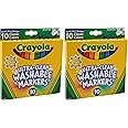Crayola Ultraclean Broadline Classic Washable Markers (10 Count), (Pack of 2)