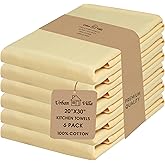 Urban Villa Kitchen Towels 100% Cotton Dish Towels for Kitchen(Set of 6)20”x30” Dish Cloths Highly Absorbent Kitchen Linen Set with Hanging Loop Perfect for Drying Dishes Cleaning Hand Towels – Yellow