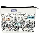Beary Blu Cities Around the World Artwork Cosmetic Bag Series – Designed in USA, Travel Makeup Bag with Zipper, Souvenir Gift for Women, Artwork Organizer for Purse or Toiletry (Los Angeles)