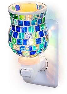 Dawhud Direct Mosaic Glass Plug-in Fragrance Wax Melt Warmers (Ocean Blue)