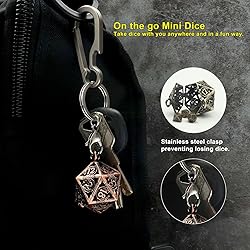 Haxtec Mini Metal DND Dice Set with Hollow Necklace