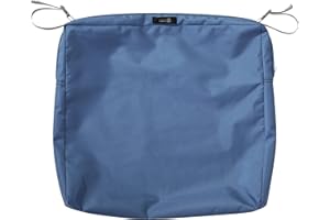 Classic Accessories Ravenna Water-Resistant 21 x 19 x 3 Inch Rectangle Outdoor Seat Cushion Slip Cover, Patio Furniture Chair Cushion Cover, Empire Blue, Patio Furniture Cushion Covers