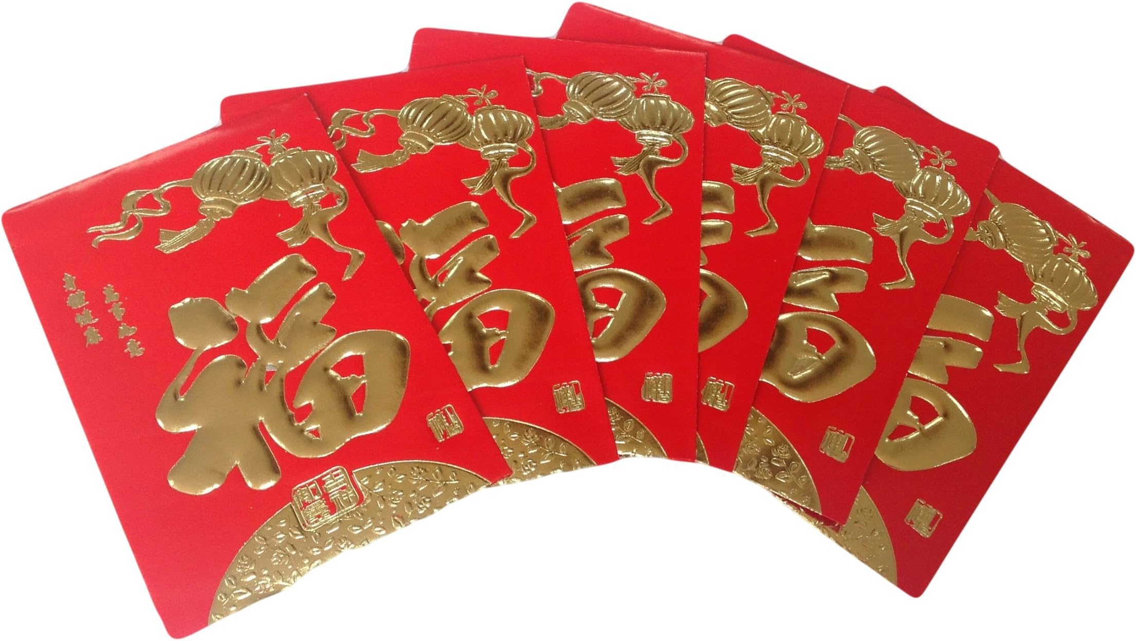 50-Pack "Prosperity with Good Luck Lanterns" Chinese New Year Hongbao / Lai See / Lucky Money Red Envelops (HB-2 US)