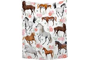 AMILIENT Horse Gifts for Girls Women Throw Blanket - Ultra Soft & Plush, Lightweight & Cozy, Breathable Horse Flower Bed Blanket - Animal Lovers, 40"x50" - Kids/Throw Size