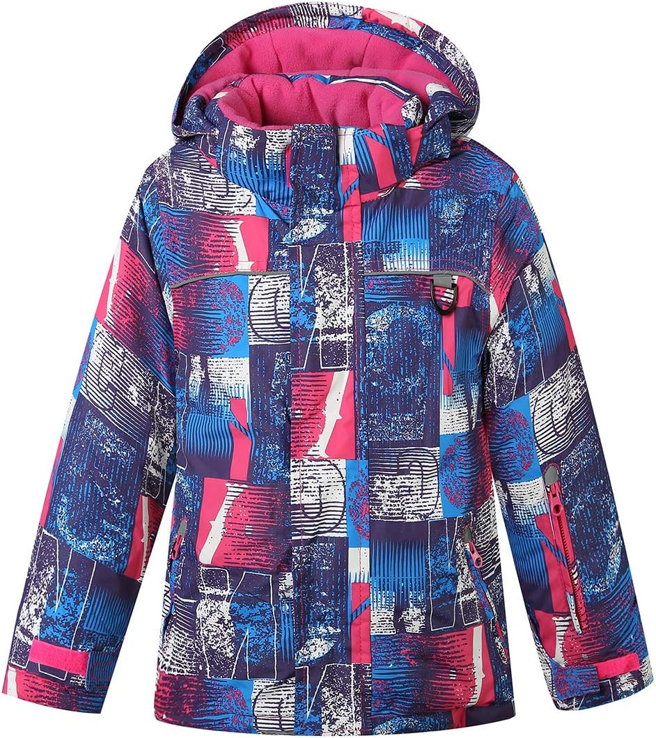 PHIBEE Girls' Waterproof Breathable Outdoor Fleece Snowboard Ski Jacket
