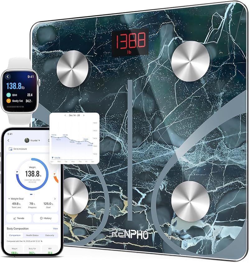 RENPHO Weighing Scales Smart Body Fat Scale Bluetooth Marble Elis 1