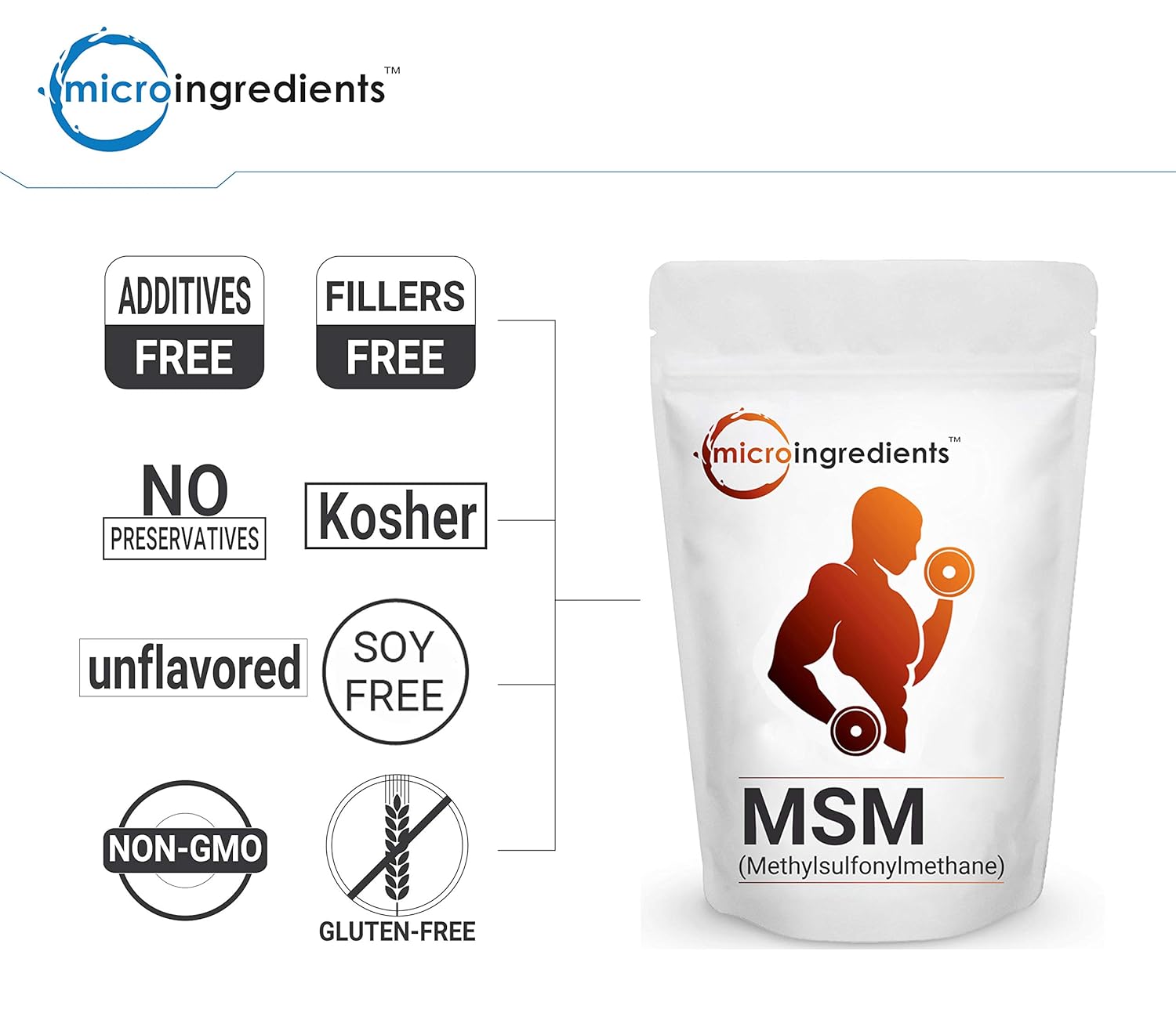 Micro Ingredients Pure MSM Powder Organic Sulfur Support Joint Health