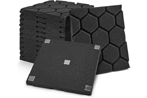Kuchoow Acoustic Panels,Sound Absorbing Foam,High Density Soundproof Studio Wall Panels,Soundproof Foam Panels Walls - 12 Pack / Matching Glue 12x12x1 in Honeycomb