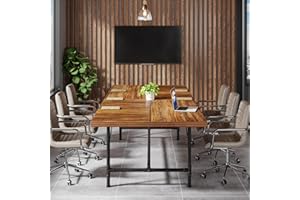 Tribesigns 6FT Conference Table, Rustic Rectangle 70.8" W x 35.4" D Meeting Table, Modern Seminar Table Boardroom Desk for Office Meeting Conference Room (6ft, Rustic)