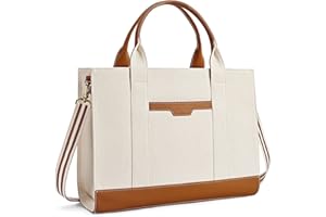 Missnine Tote Bag Canvas Laptop Bag 15.6 inch Briefcase for Women Large Capacity Handbag for Office, School, Travel