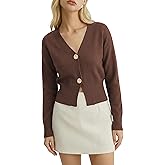 Women’s Spring V Neck Cardigan Lightweight Cropped Button Down Knit Sweater for Layering,Office Casual Wear