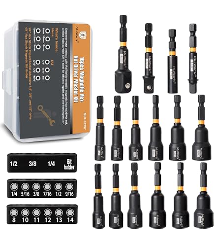 Uxcell 12-Pack 1/4-Inch Hex Shank 6mm Magnetic Socket Drivers – 48mm Length, CR-V Steel Quick-Release Impact Driver Set For Power Drills & Nut Setters 1/4 Hex Shank Nut Driver