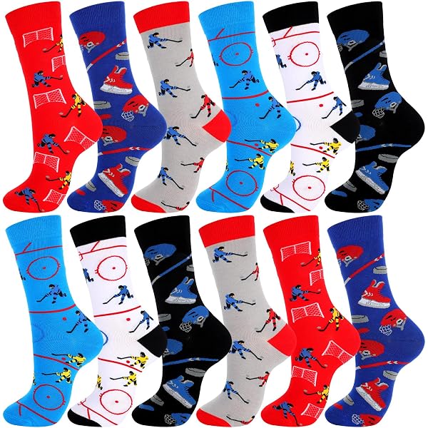 6 Paar Lustige Herren Hockeysocken – Basketball-Design, Aus Baumwolle, Größe 40–47 – Geschenk Für Sportfans