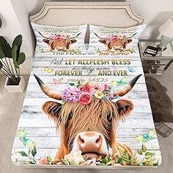 Feelyou Rose Highland Cow Bedding Sheets Highland