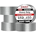 SWRT 5-Pack Silver Duct Tape Strong Adhesive, 2 Inch x 150 Yd Total Duct Tape Heavy Duty Waterproof All Weather Silver Heavy Duty Duct Tape No Residue Sealing & Patching for Indoor&Outdoor Repair