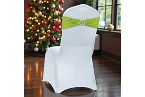 MDS-MEGADECORSUPPLY Chair Sash, 25 pcs Apple Green, Spandex Chair Cover Band with Buckle Slider for Weddings and Events Decoration, Washable, Fits 35-50CM Chair Back Width