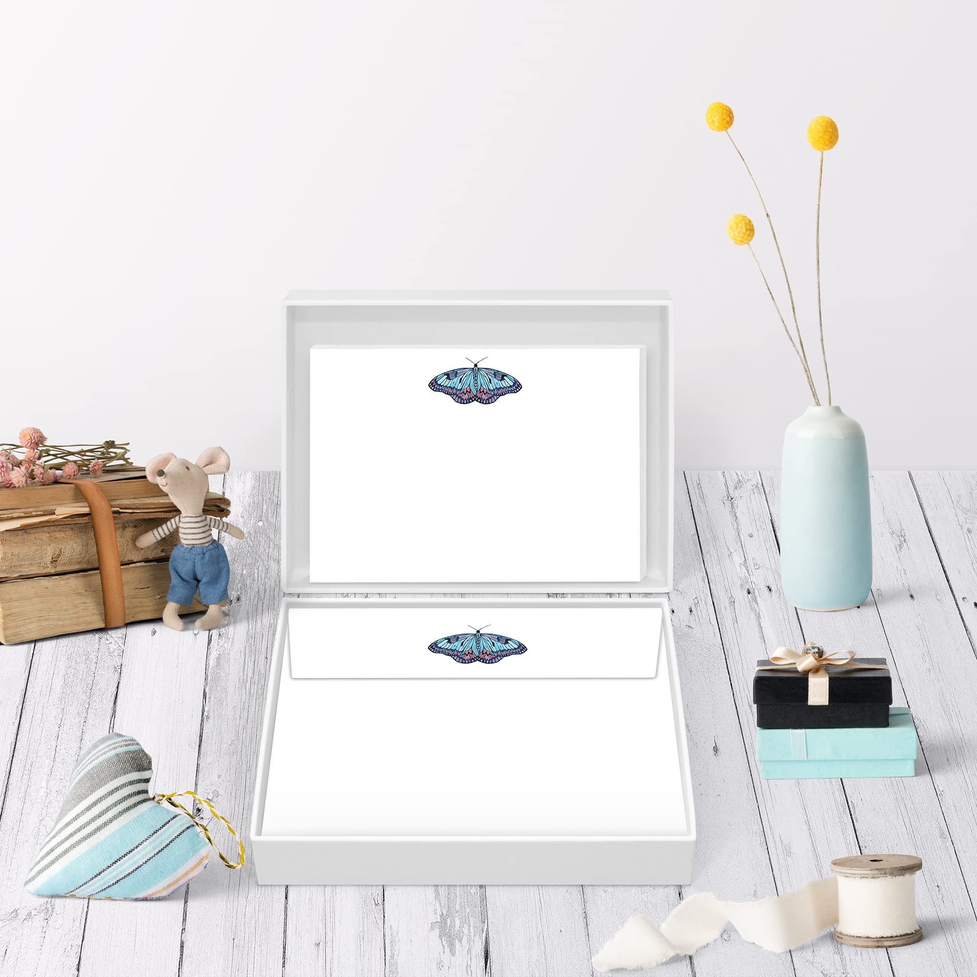 Me Loovely Butterfly Flat Notecard and Envelopes Sets All Occasion Blank Greeting Correspondence Cards A6 Size Notecards Set for Writing & Christmas Gifts (Pack of 40)