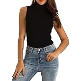 Spicy Sandia Women Stretchable Turtleneck Knit Sleeveless Slim Fit Sweater