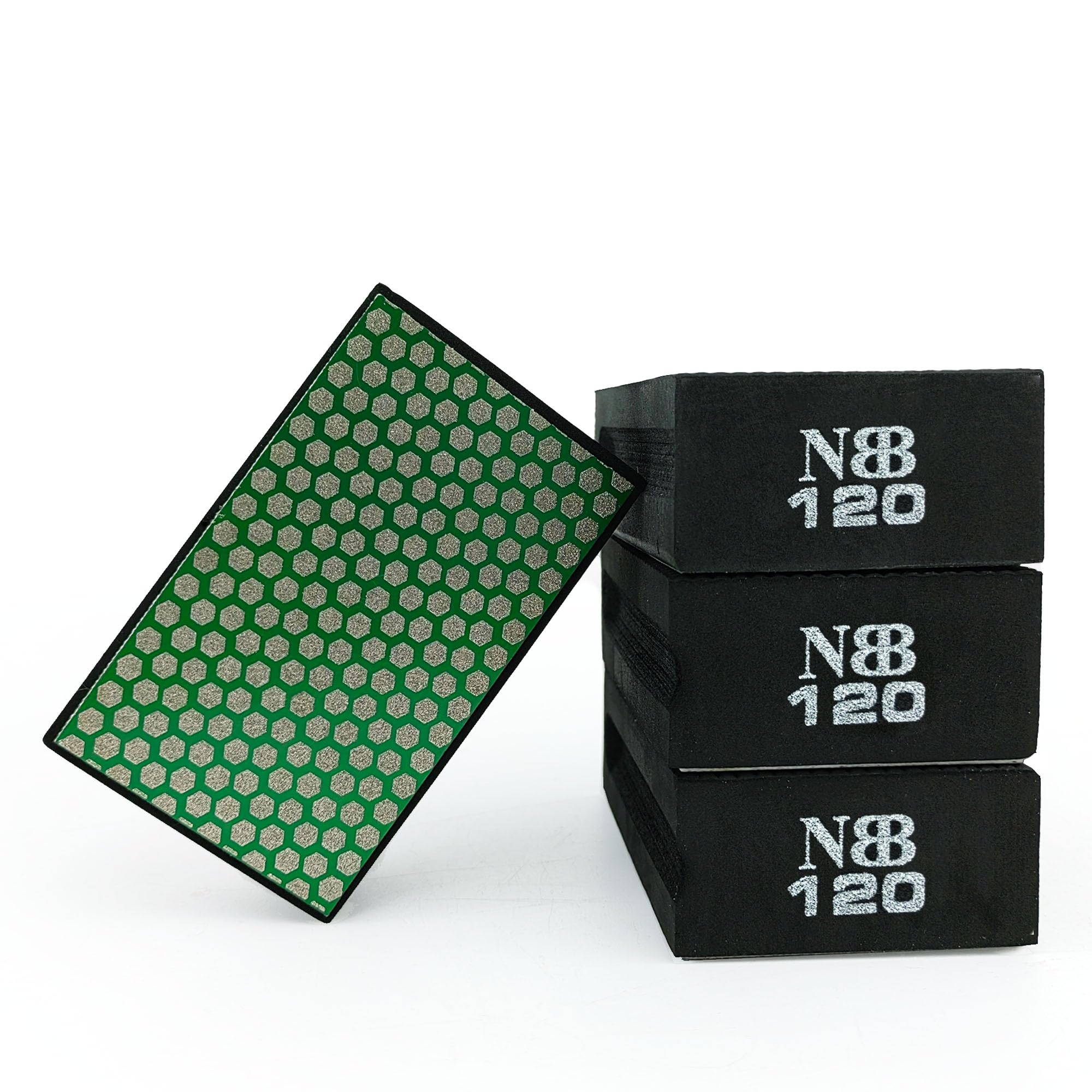 NBB Diamond Sanding/Polishing Pad Diamond Hand Buffing Pad Sanding Block with Foam Sponge Backing for Buffing and Grinding Sharp Edges and Plane of Granite Marble Stone Glass Ceramic (4, 120#H)