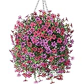 INQCMY Artificial Faux Hanging Flowers Plants Basket for Outdoor Outside Spring Summer Decoration,UV Resistant Fake Silk Daisy in Planter Resistant Look Real for Home Porch Balcony Patio Yard Decor
