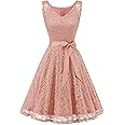 Dressystar Women Floral Lace Bridesmaid Party Dress Short Prom Dress V Neck