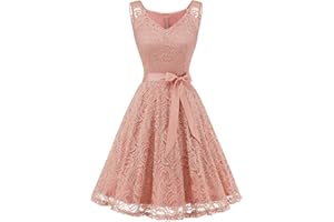 Dressystar Women Floral Lace Bridesmaid Party Dress Short Prom Dress V Neck
